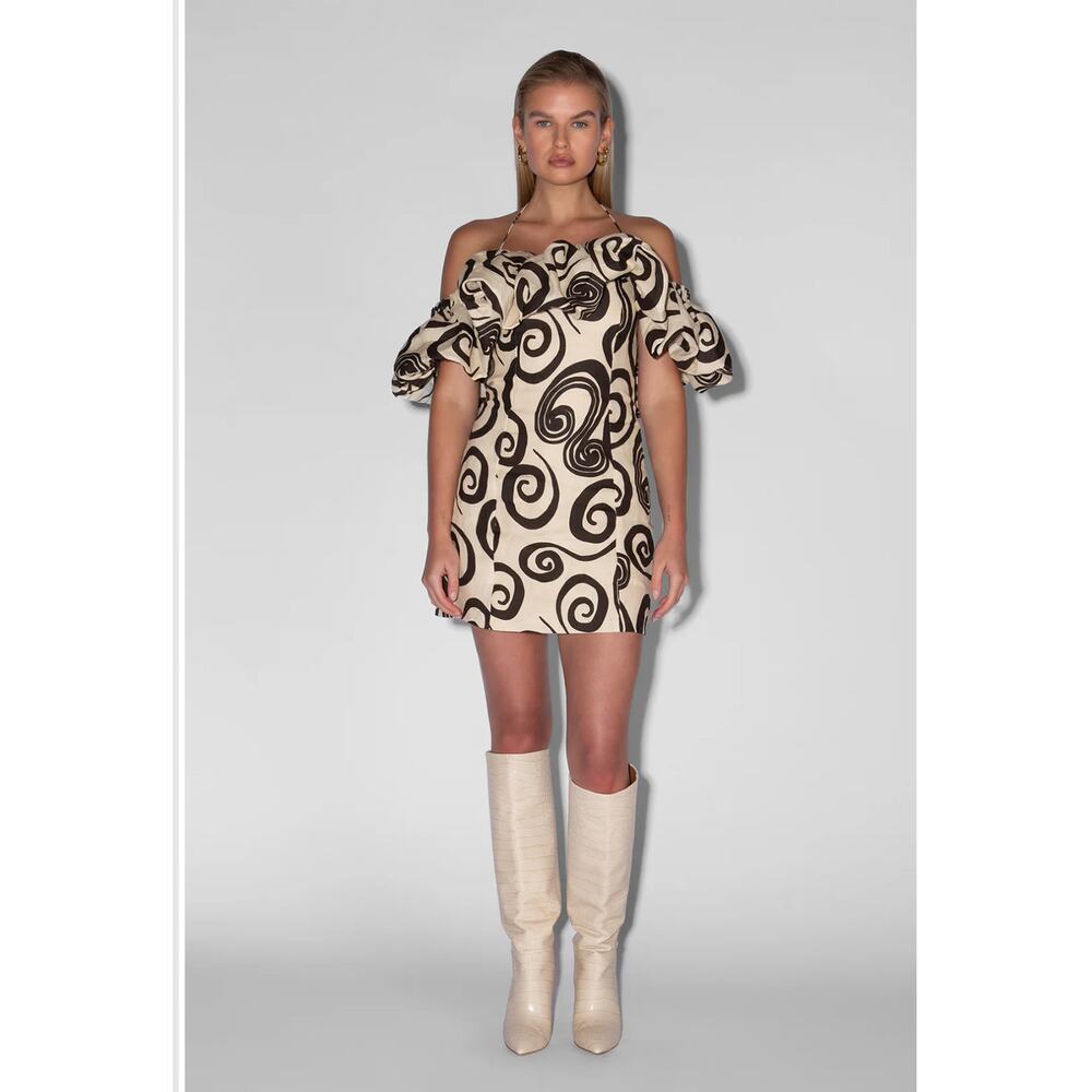 Anthropologie The Wolf Gang Mirador Linen Off-Shoulder Mini Dress XS NWT
